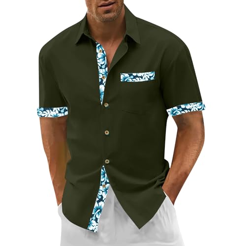 SOOUICKER Hemd Herren Kurzarm Muster Kurzarmhemd Herren Casual Print Freizeithemden für Herren Regular Fit Sommerhemd Herren Comfort Fit Modern Hemd Herren Sommer Bunt Elegant von SOOUICKER