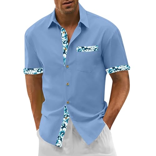 SOOUICKER Hemd Herren Kurzarm Muster Kurzarmhemd Herren Casual Print Freizeithemden für Herren Regular Fit Sommerhemd Herren Comfort Fit Modern Hemd Herren Sommer Bunt Elegant von SOOUICKER