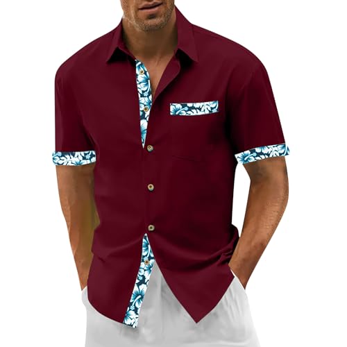 SOOUICKER Hemd Herren Kurzarm Muster Kurzarmhemd Herren Casual Print Freizeithemden für Herren Regular Fit Sommerhemd Herren Comfort Fit Modern Hemd Herren Sommer Bunt Elegant von SOOUICKER