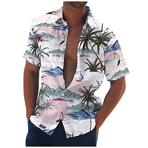 SOOUICKER Hemd Herren Kurzarm Vintage Hawaii Hemd Männer Palmen Freizeithemden für Herren Sommer Übergröße Kurzarmhemd Herren Print Große Größen Sommerhemd Herren Muster Hemd Herren Urlaub von SOOUICKER