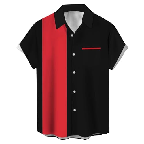 SOOUICKER Hemd Herren Kurzarm Zweifarbig Hawaii Hemd Männer Gestreift Freizeithemden für Herren Sommer Übergröße Kurzarmhemd Herren Bunt Sommerhemd Herren Hawaii Hemd Herren Kurzarm Urlaub von SOOUICKER