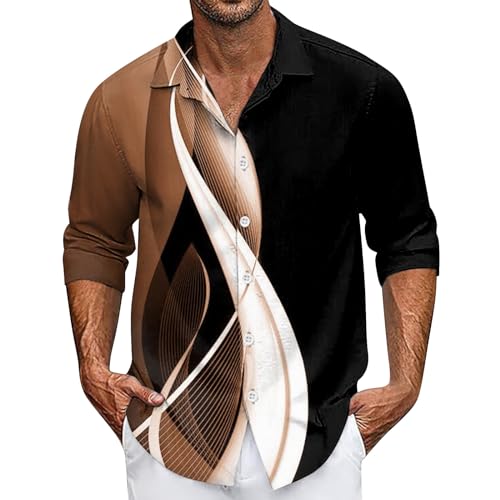 SOOUICKER Hemd Herren Langarm 3D Druck Freizeithemden für Herren Regular Fit Hemd Herren Muster Farbverlauf Hawaiihemd Herren Bunt Hemd Herren Print Freizeit Hemd Herren Modern Casual von SOOUICKER