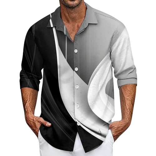 SOOUICKER Hemd Herren Langarm 3D Druck Freizeithemden für Herren Regular Fit Hemd Herren Muster Farbverlauf Hawaiihemd Herren Bunt Hemd Herren Print Freizeit Hemd Herren Modern Casual von SOOUICKER
