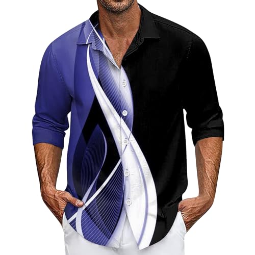 SOOUICKER Hemd Herren Langarm 3D Druck Freizeithemden für Herren Regular Fit Hemd Herren Muster Farbverlauf Hawaiihemd Herren Bunt Hemd Herren Print Freizeit Hemd Herren Modern Casual von SOOUICKER