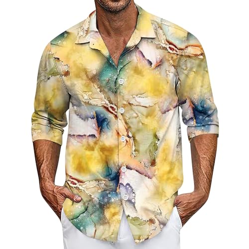 SOOUICKER Hemd Herren Langarm 3D Druck Hawaiihemd Herren Bunt Hemd Herren Farbverlauf Hemd Herren Muster Freizeithemden für Herren Regular Fit Hemd Herren Print Sommerhemd Herren Gemustert von SOOUICKER