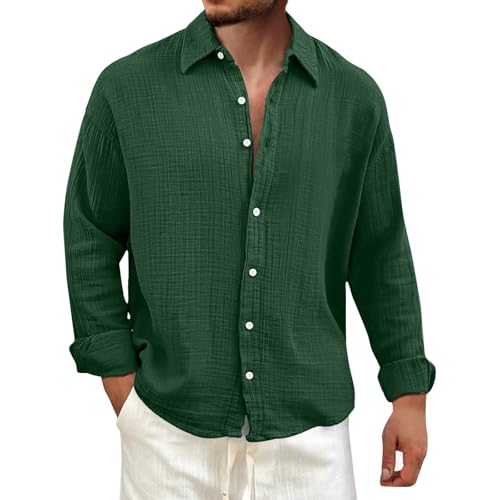 SOOUICKER Hemd Herren Langarm Freizeit Sommerhemd Herren Oversized Elegant Freizeithemd Comfort Fit Sommer Herrenhemden Vintage Casual Business Hemd Muster von SOOUICKER