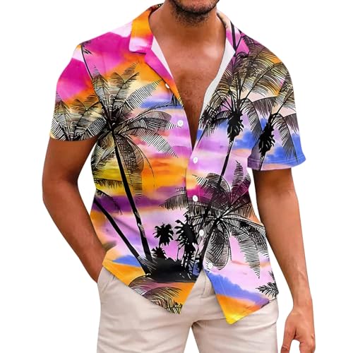 SOOUICKER Hemden Herren Sommer Hawaiihemd Herren Palmen Hemd Herren Urlaub Freizeithemden für Herren Kurzarm Kurzarmhemd Herren Große Größen Hawaii Hemd Männer Regular Fit von SOOUICKER