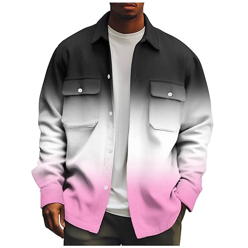 SOOUICKER Hemdjacke Herren Cord Sweatjacke Herren 3D Cordhemd Herren Bunt Flanellhemd Herren Jacke Jackett Herren Cord Muster Hemdjacke Herren Elegant Cordjacke Herren Print von SOOUICKER