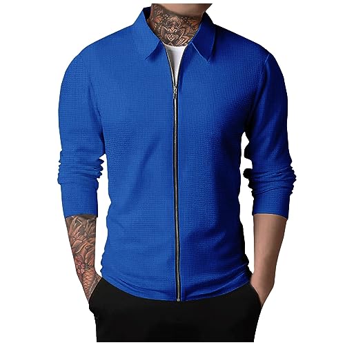 SOOUICKER Hemdjacke Herren Reißverschluss Sweatjacke Herren Slim Fit Sweatshirt Herren Jacke Pullover Herren Kragen Sweatjacke Herren Ohne Kapuze Sweatshirt Herren Zip Sport von SOOUICKER