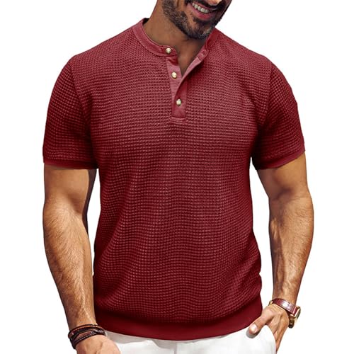 SOOUICKER Henley Shirt Herren Kurzarm Vintage Große Größen Strick Poloshirt Ohne Kragen Polohemd Elegant mit Bund Henley Tshirt Knopfleiste Oversize SOOUICKER Henley Shirt Herren Kurzarm Vintage Große Größen Strick Poloshirt Ohne Kragen Polohemd Elegant mit Bund Henley Tshirt Knopfleiste Oversize von SOOUICKER