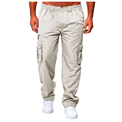 SOOUICKER Herren Cargohose Lang Viele Taschen Outdoor Wandern Chino Hose Herren Regular Fit Cargohose Herren mit Seitentaschen Freizeithose Herren Weites Bein Modern Baggy von SOOUICKER