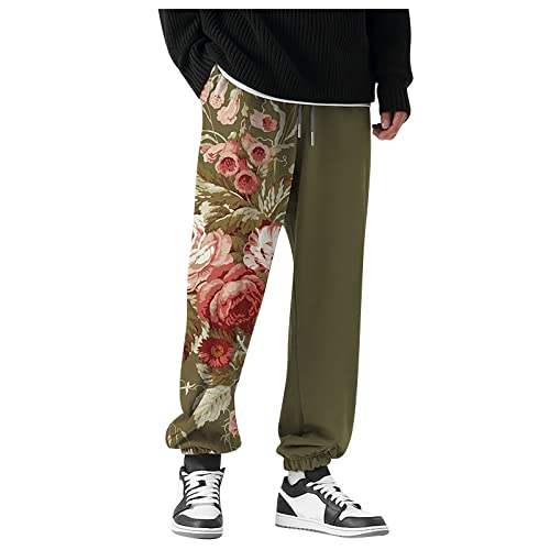 SOOUICKER Herren Jogginghose Bunt Muster Sporthose Herren Weit Freizeithose Herren Modern Jogginghose Herren Hip Hop Jogginghose Herren Mit Aufdruck Freizeithose Herren Mit Bündchen von SOOUICKER