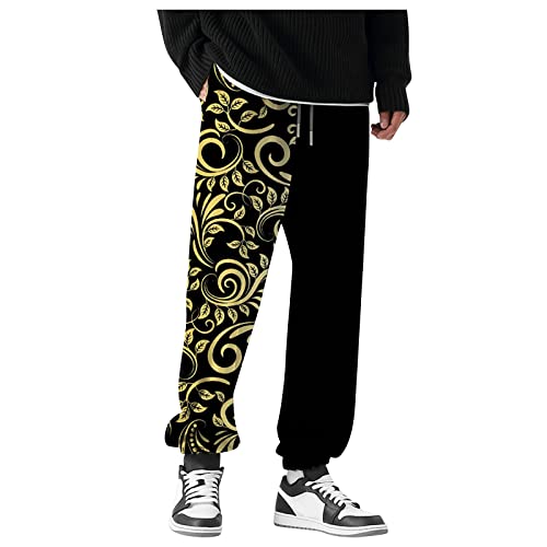 SOOUICKER Herren Jogginghose Bunt Muster Sporthose Herren Weit Freizeithose Herren Modern Jogginghose Herren Mit Aufdruck Jogginghose Herren Hip Hop Freizeithose Herren Mit Bündchen von SOOUICKER