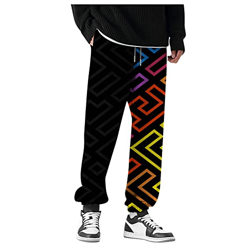 SOOUICKER Herren Jogginghose Bunt Muster Sporthose Herren Weit Freizeithose Herren Modern Jogginghose Herren Mit Aufdruck Jogginghose Herren Hip Hop Freizeithose Herren Mit Bündchen von SOOUICKER