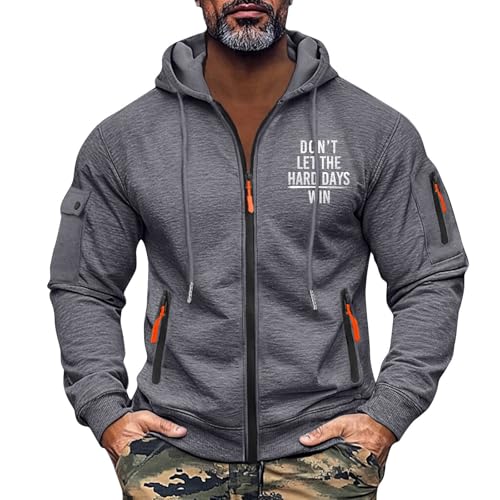 SOOUICKER Hoodie Herren Reißverschluss Oversize Modern Kapuzenpullover Herren Zip mit Aufdruck Sweatjacke Reißverschlusstaschen Sport Pullover mit Kapuze Outdoor von SOOUICKER