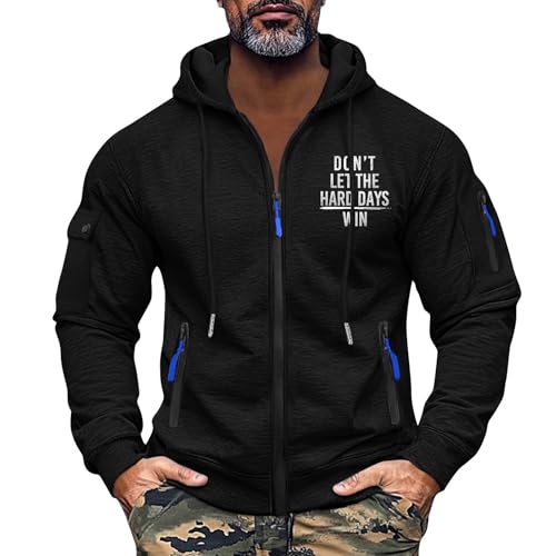 SOOUICKER Hoodie Herren Reißverschluss Oversize Modern Kapuzenpullover Herren Zip mit Aufdruck Sweatjacke Reißverschlusstaschen Sport Pullover mit Kapuze Outdoor von SOOUICKER