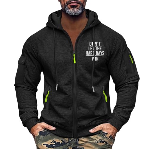 SOOUICKER Hoodie Herren Reißverschluss Oversize Modern Kapuzenpullover Herren Zip mit Aufdruck Sweatjacke Reißverschlusstaschen Sport Pullover mit Kapuze Outdoor von SOOUICKER