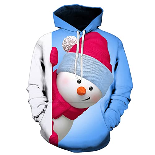 SOOUICKER Hoodie Weihnachten Herren Damen Weihnachtspullover Herren Hoodie 3D Druck Christmas Kapuzenpullover Herren Lustig mit Tasche Unisex Sweatshirt Xmas Pullover von SOOUICKER