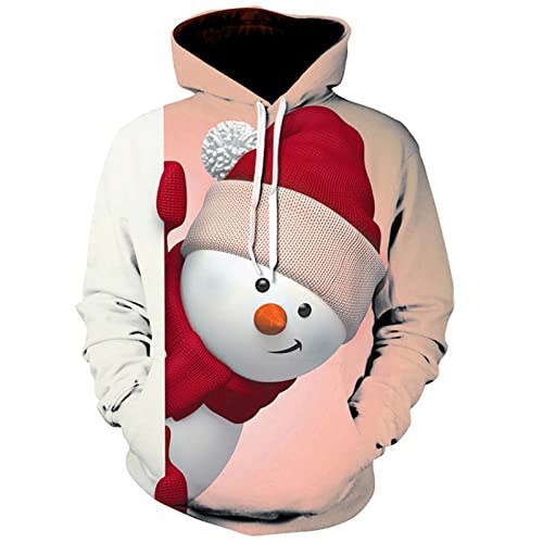 SOOUICKER Hoodie Weihnachten Herren Damen Weihnachtspullover 3D Druck Christmas Kapuzenpullover Lustig Mit Tasche Unisex Sweatshirt Xmas Pullover von SOOUICKER