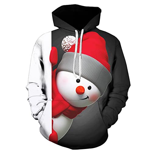 SOOUICKER Hoodie Weihnachten Herren Damen Weihnachtspullover Herren Lustig Hoodie 3D Druck Christmas Kapuzenpullover Herren Lustig mit Taschen Unisex Sweatshirt Xmas Pullover Weihnachtshoody Herren von SOOUICKER