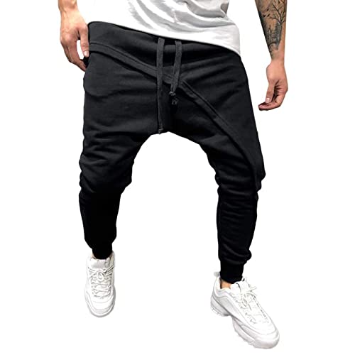 SOOUICKER Hose Herren Haremshose Herren Japanisch Jogginghose Herren Modern Freizeithose Herren mit Bündchen Haremshose Herren Jogginghose Tiefer Schritt Yoga von SOOUICKER