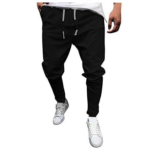 SOOUICKER Hose Herren Leinenhose Herren Lang Slim Fit Jogginghose Herren Leinen Leichte Sommerhose Herren Lang Stoffhose Herren Dünn Freizeithose Herren mit Bündchen Gummizug von SOOUICKER