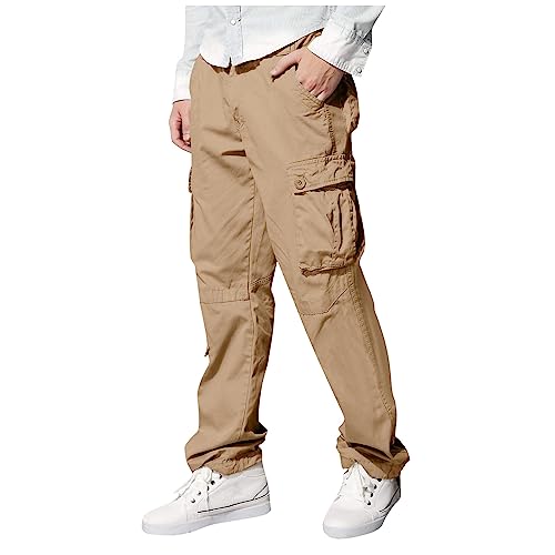 SOOUICKER Hose Herren Regular Fit Stoffhose Herren Cargo Trekkinghose Herren Baumwolle Cargohose Herren Viele Taschen Jogginhose Herren mit Seitentaschen Sporthose Herren Outdoor von SOOUICKER