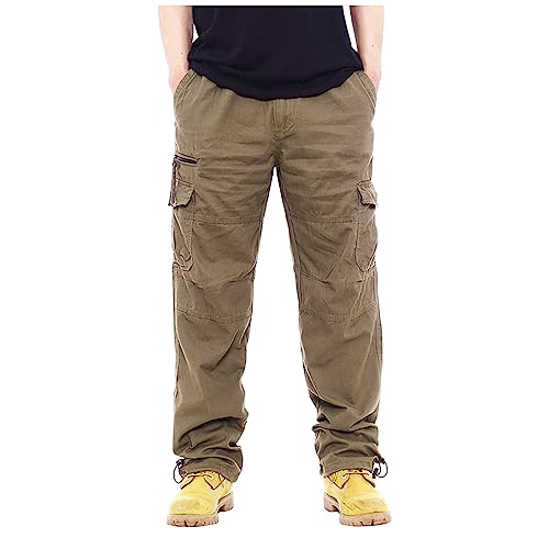 SOOUICKER Hosen Herren Baggy Baumwolle Trekkinghose Herren Cargo Outdoorhose Herren Baumwolle Stoffhose Herren Cargo Cargohose Herren Viele Taschen Cargohose Herren Vintage Outdoor von SOOUICKER