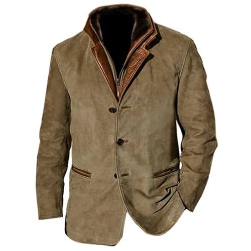 SOOUICKER Jackett Herren Winter Jacke Herren Stehkragen Jackett Herren Vintage Übergangsjacke Herren Elegant Ohne Kapuze Hemdjacke Herren Winter Übergangsjacke Herren Business von SOOUICKER