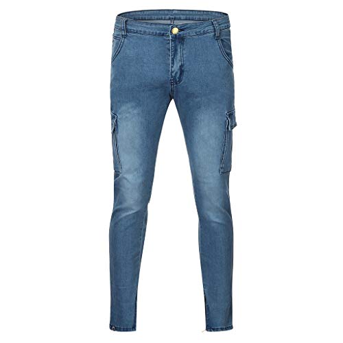 SOOUICKER Jeans Herren Cargo Slim Fit Stretch Cargohose Herren Jeans Jeans Herren Mit Seitentaschen Herren Jogginghose Mit Reissverschluss Am Bein Jeans Herren Zip Jeans Herren Tapered Fit von SOOUICKER