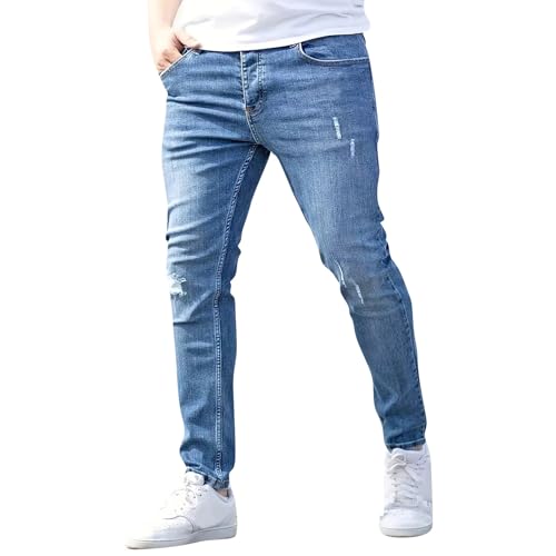 SOOUICKER Jeans Herren Stretch Slim Fit Skinny Jeans Herren Zerrissen Ripped Jeans Herren Schwarz Jeans Herren Destroyed Look Hosen Herren Modern Jeans Herren mit Löcher Vintage von SOOUICKER