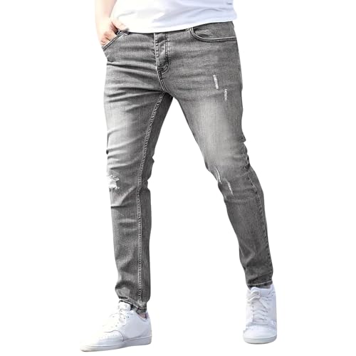 SOOUICKER Jeans Herren Stretch Slim Fit Skinny Jeans Herren Zerrissen Ripped Jeans Herren Schwarz Jeans Herren Destroyed Look Hosen Herren Modern Jeans Herren mit Löcher Vintage von SOOUICKER