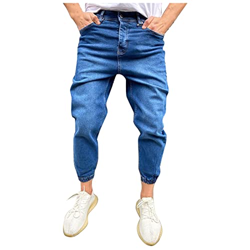 SOOUICKER Jeans Herren Tapered Fit Hosen Herren Fashion Jeans Herren Stretch Slim Fit Freizeithose Herren Modern Jeans Herren Hellblau 7/8 Hosen Herren Stretch Jeans Herren Comfort Fit von SOOUICKER