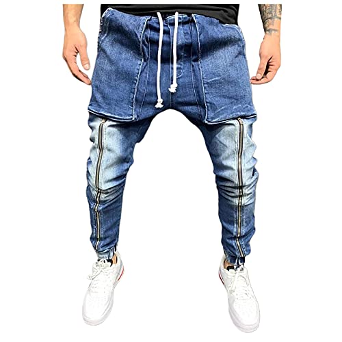 SOOUICKER Jeans Herren Tapered Fit rainingshose Herren Reissverschluss Bein Herren Jogginghose Herren Zip Herren Jogginghose Modern Jogginghose Herren Hip Hop Jeans Herren Slim Fit Stretch von SOOUICKER