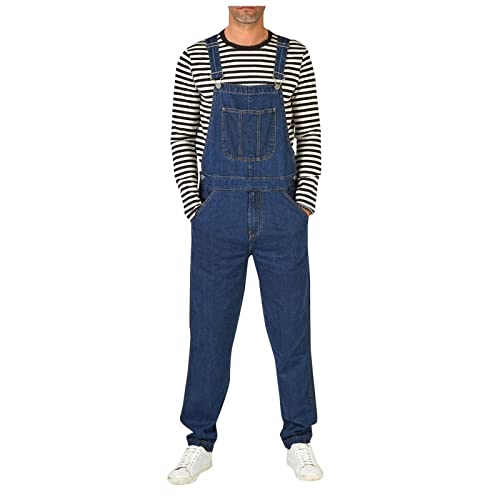 SOOUICKER Jeans Latzhose Herren 90er Latzhose Herren Arbeitshose Blau Jeans Latzhose Herren Freizeit Jeans Overall Herren Latzhose Herren Denim Latzhose Herren Modern Jeans Jumpsuit Herren Lang von SOOUICKER