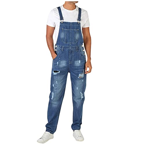 SOOUICKER Jeans Latzhose Herren Freizeit Latzhose Herren Modern Jeans Overall Herren Latzhose Herren Denim Jeans Latzhose Herren 90er Jeans Jumpsuit Herren Jeans Latzhose Herren Weit Destroyed von SOOUICKER