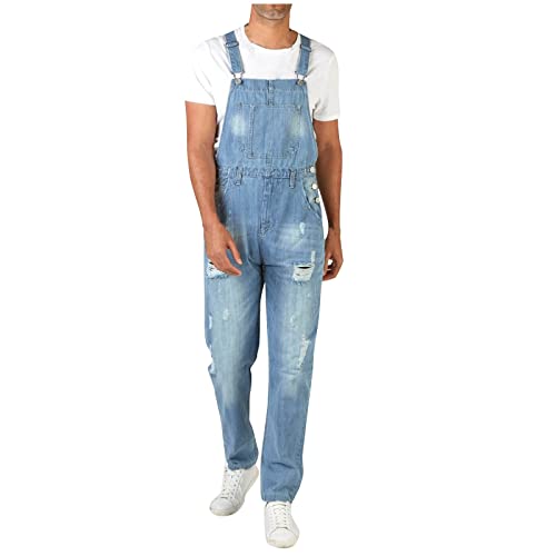 SOOUICKER Jeans Latzhose Herren Freizeit Latzhose Herren Modern Jeans Overall Herren Latzhose Herren Denim Jeans Latzhose Herren 90er Jeans Jumpsuit Herren Jeans Latzhose Herren Weit Destroyed von SOOUICKER