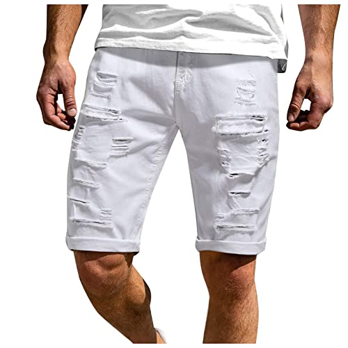 SOOUICKER Jeans Shorts Herren Ripped Kurze Hosen Herren Jeans Bermuda Shorts Herren Jeans Kurze Jeans Herren mit Löcher Kurze Hosen Herren Denim Modern Bermuda Shorts Herren Elegant von SOOUICKER