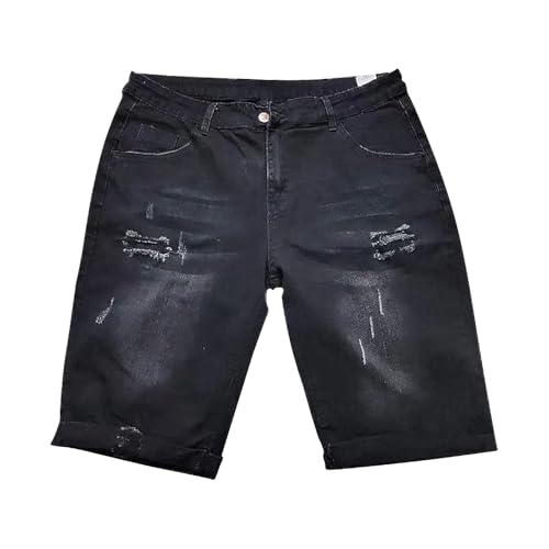 SOOUICKER Jeans Shorts Herren Stretch Ripped Kurze Hosen Herren Jeans Slim Fit Zerissen Bermuda Shorts Elegant Sommer Kurze Hose Denim mit Löcher Modern Freizeit von SOOUICKER