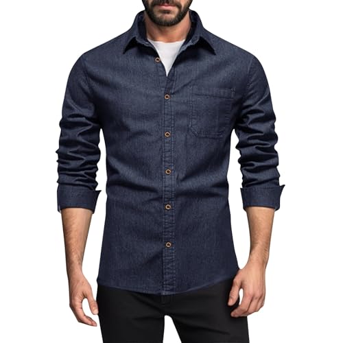SOOUICKER Jeanshemd Herren Langarm Comfort Fit Hemd Herren Jeans Elegant Freizeithemd Outdoor Modern Denim Hemd Business Casual Herrenhemden Jeans Freizeit von SOOUICKER