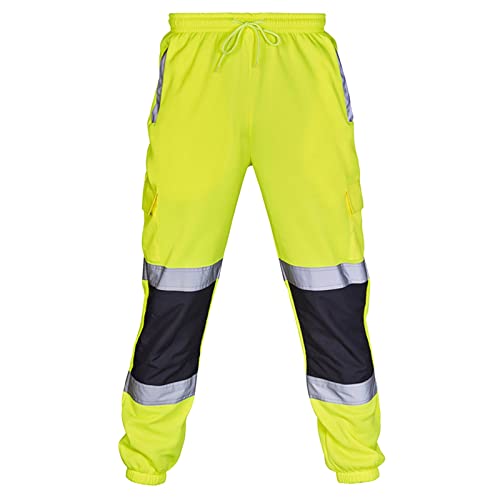 SOOUICKER Jogging Arbeitshose Herren Reflektierende Jogginghose Herren Warnschutzhose Herren Cargo Jogginghose Herren Baumwolle Cargohose Herren Jogger Jogginghose Herren Neon von SOOUICKER