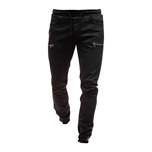 SOOUICKER Jogging Jeans Herren Stretch Jogginghose Herren Jeansoptik Trainingshose Herren Mit Reißverschluss Am Bein Jeans Herren Mit Gummizug Sporthose Herren Fitness Jogginghose Herren Slim Fit von SOOUICKER