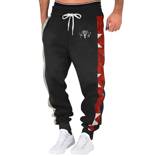 SOOUICKER Jogginghose Herren Baggy mit Print Sporthose Herren Lang Fitness Trainingshose Herren Bunt Freizeithose Herren Modern mit Bündchen Jogginghose Herren Muster Locker von SOOUICKER