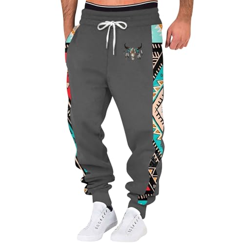 SOOUICKER Jogginghose Herren Baggy mit Print Trainingshose Herren Bunt Sporthose Herren Lang Fitness Jogginghose Herren Muster Vintage Freizeithose Herren Modern mit Bündchen von SOOUICKER