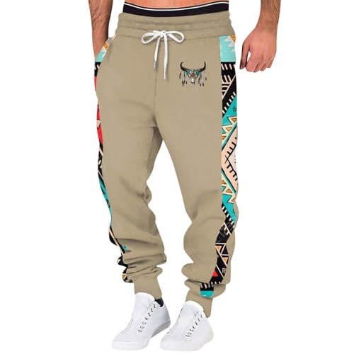 SOOUICKER Jogginghose Herren Baggy mit Print Trainingshose Herren Bunt Sporthose Herren Lang Fitness Jogginghose Herren Muster Vintage Freizeithose Herren Modern mit Bündchen von SOOUICKER