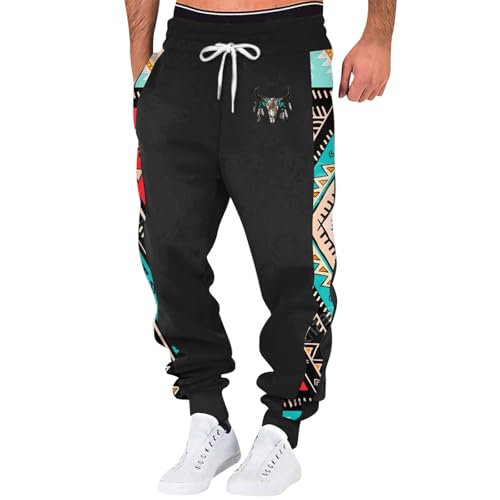 SOOUICKER Jogginghose Herren Baggy mit Print Trainingshose Herren Bunt Sporthose Herren Lang Fitness Jogginghose Herren Muster Vintage Freizeithose Herren Modern mit Bündchen von SOOUICKER
