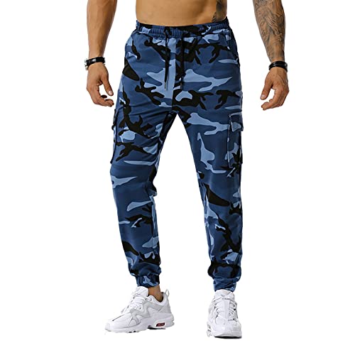 SOOUICKER Jogginghose Herren Baumwolle Camouflage Cargohose Herren Viele Taschen Trainingshose Herren Cargo Cargohose Herren Jogger mit Gummizug Jogginghose Herren Modern Tarnfarben von SOOUICKER