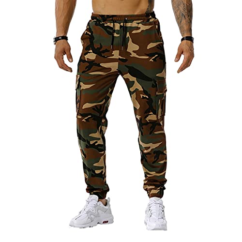 SOOUICKER Jogginghose Herren Baumwolle Camouflage Cargohose Herren Viele Taschen Trainingshose Herren Cargo Cargohose Herren Jogger mit Gummizug Jogginghose Herren Modern Tarnfarben von SOOUICKER