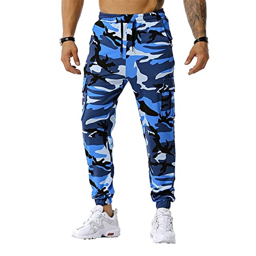 SOOUICKER Jogginghose Herren Baumwolle Camouflage Cargohose Herren Viele Taschen Trainingshose Herren Cargo Cargohose Herren Jogger mit Gummizug Jogginghose Herren Modern Tarnfarben von SOOUICKER