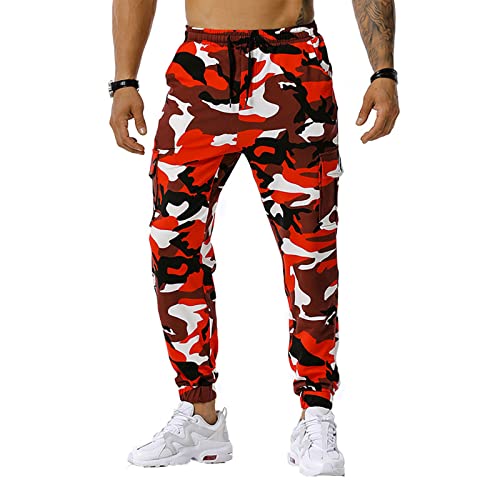 SOOUICKER Jogginghose Herren Baumwolle Camouflage Cargohose Herren Viele Taschen Trainingshose Herren Cargo Cargohose Herren Jogger mit Gummizug Jogginghose Herren Modern Tarnfarben von SOOUICKER